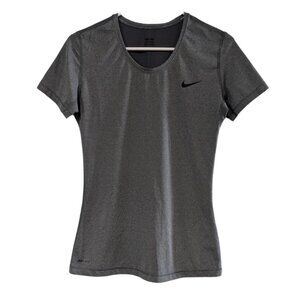 Nike Pro Dri-Fit Women's Gray Short Sleeve Shirt Large Black Swoosh